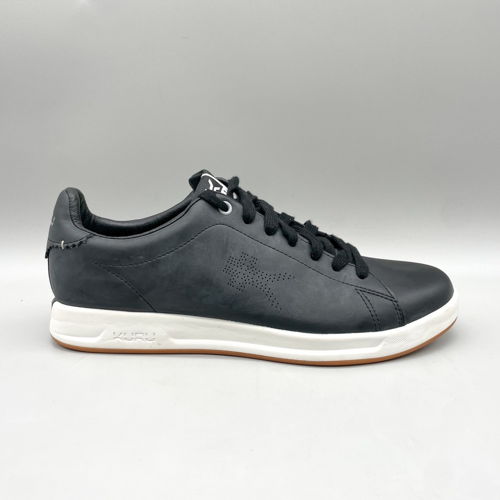 Kuru Roam Mens 10.5 Roam Court Sneakers Black Leather Orthopedic Comfort Classic